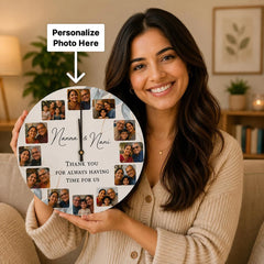 Personalized Wooden Photo Collage Wall Clock 12