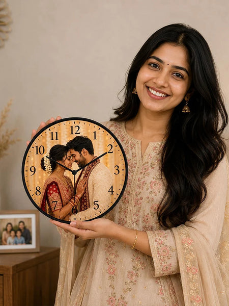Personalized Wooden Photo Wall Clock 12