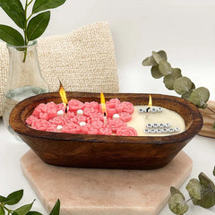 Rakhi Special Personalized Wooden Dough Bowl Candle