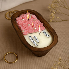 Rakhi Special Personalized Wooden Dough Bowl Candle