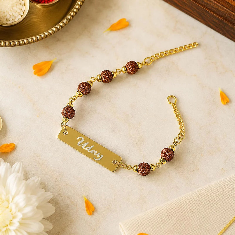 Rudraksha Name Bracelet Best Rakhi for Brother