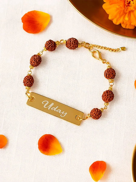 Rudraksha Name Bracelet Best Rakhi for Brother