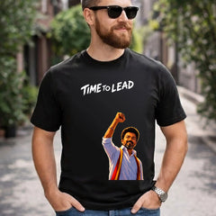 Time To Lead Vijay Leadership Graphic T-Shirt for Men & Women | Tamil Pride Political Streetwear Fan Tee - Black